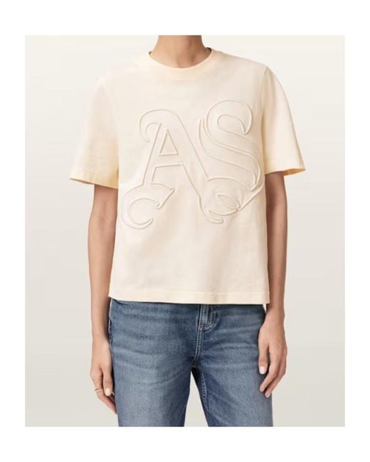 AllSaints Natural Lisa Embossed Crew Neck T-Shirt