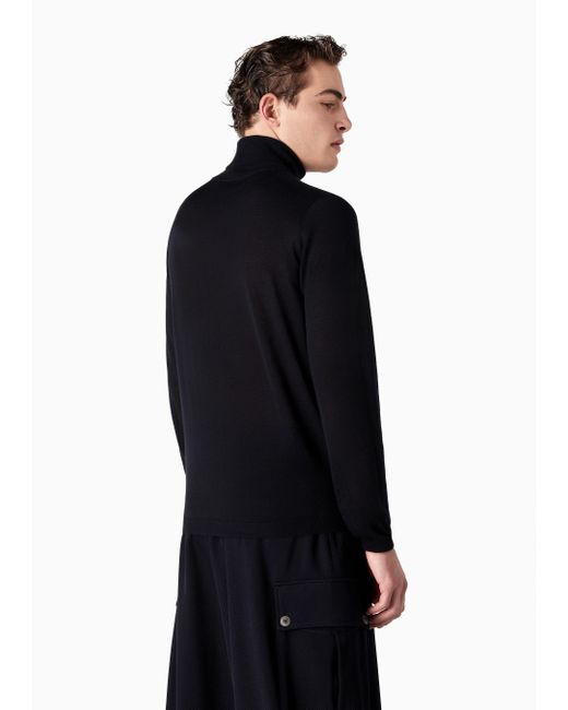 Giorgio Armani Blue Cashmere Turtleneck Sweater for men