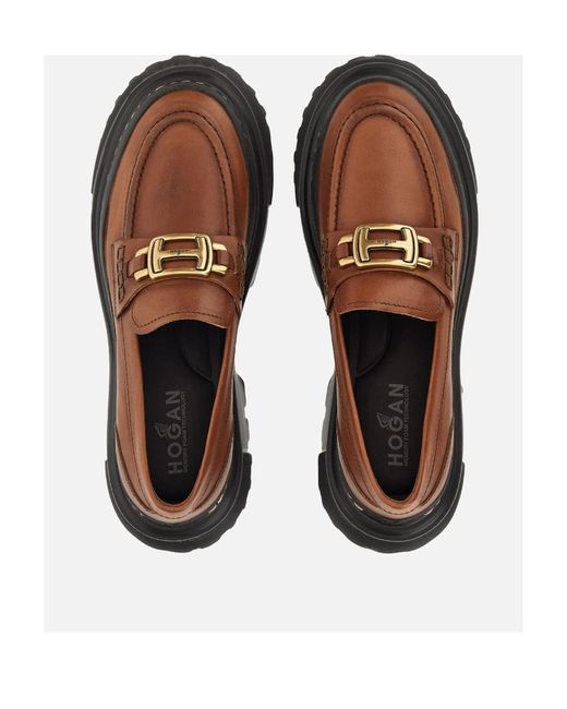 Hogan Brown H619 Slip-On Loafers