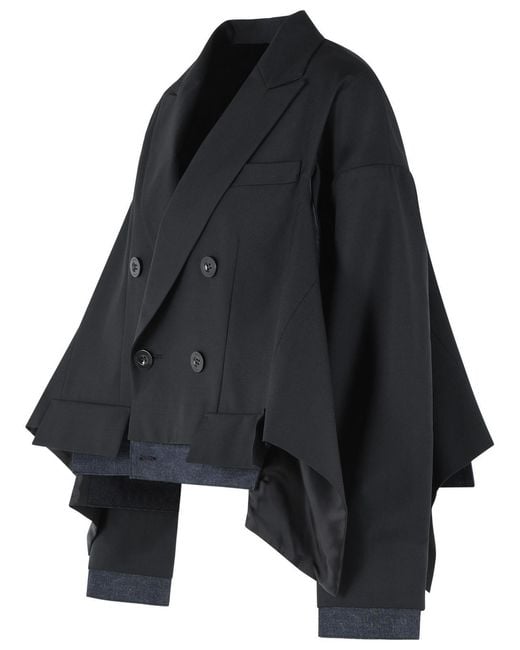 Sacai Black 'Suiting' Wool Blend Jacket