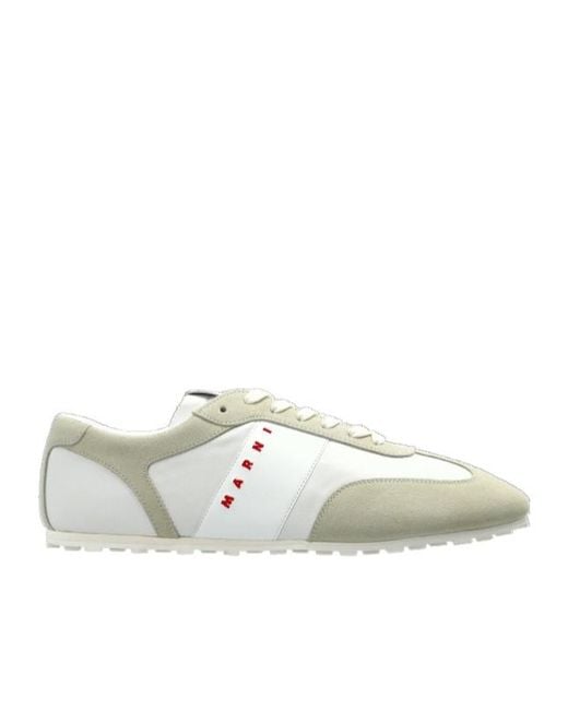 Marni White Logo Embroidered Softy Soccer Sneakers for men