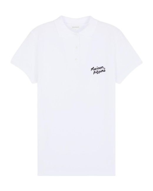 Maison Kitsuné White Maison Kitsuné Handwriting Short Sleeved Polo Shirt