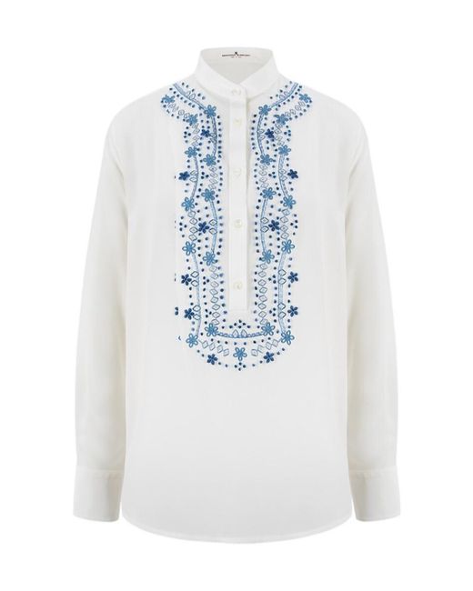 Ermanno Scervino Blue Cutwork Embroidered Blouse
