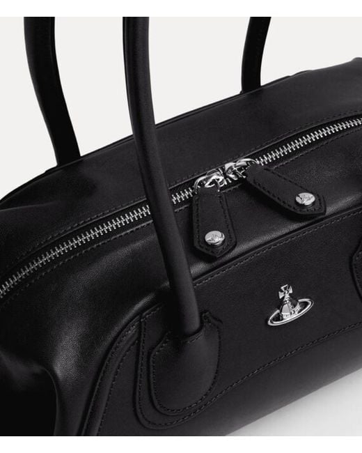 Vivienne Westwood Black Orb-Plaque Leather Shoulder Bag