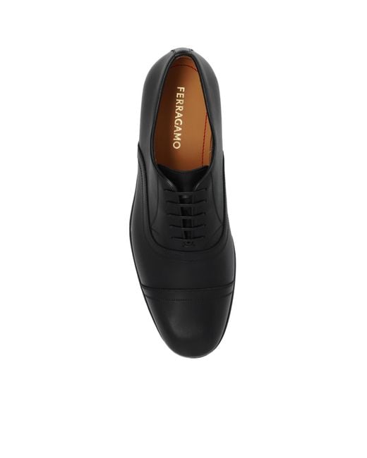 Ferragamo Black Ferragamo Toe Cap Oxford Shoes for men