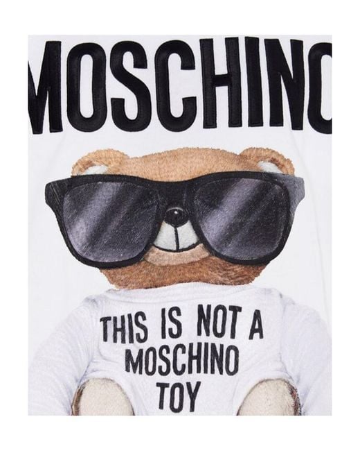 Moschino White Teddy Bear Pattern Printed T-Shirt