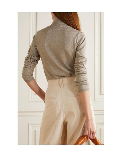 Brunello Cucinelli Gray Metallic Turtleneck Pullover