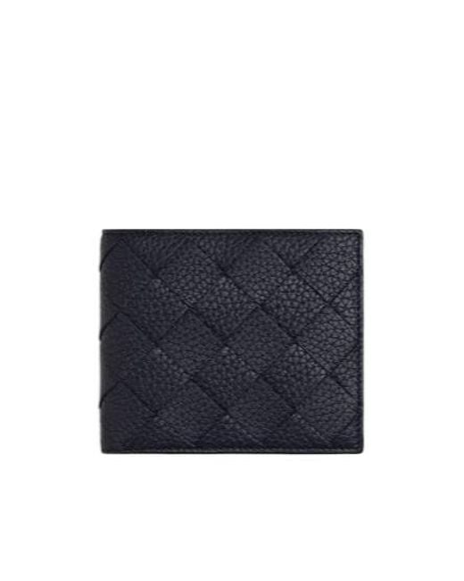 Bottega Veneta Blue Intrecciato Bi-Fold Wallet With Coin Purse for men