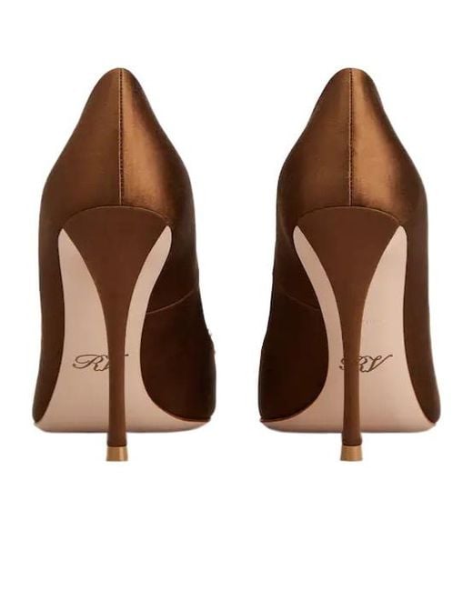 Roger Vivier Brown Flower Strass Buckle Pumps