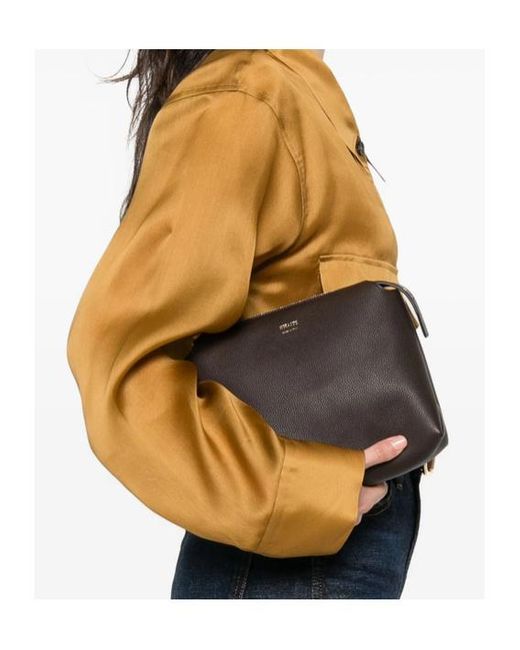 Khaite Black Lina Zip-Top Leather Shoulder Bag