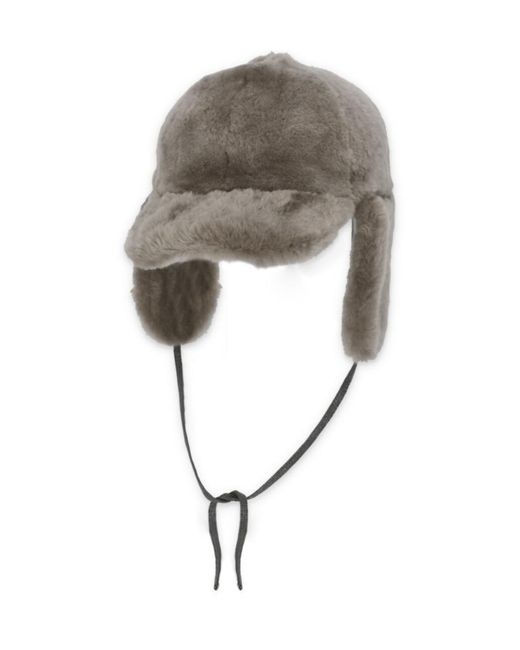 Brunello Cucinelli Gray Strap Fastened Shearling Hat