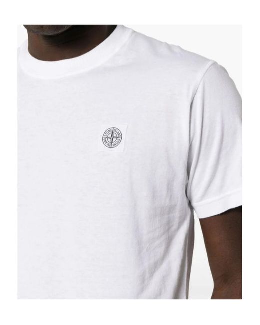 Stone Island White Logo Patch Crew-Neck T-Shirt for men
