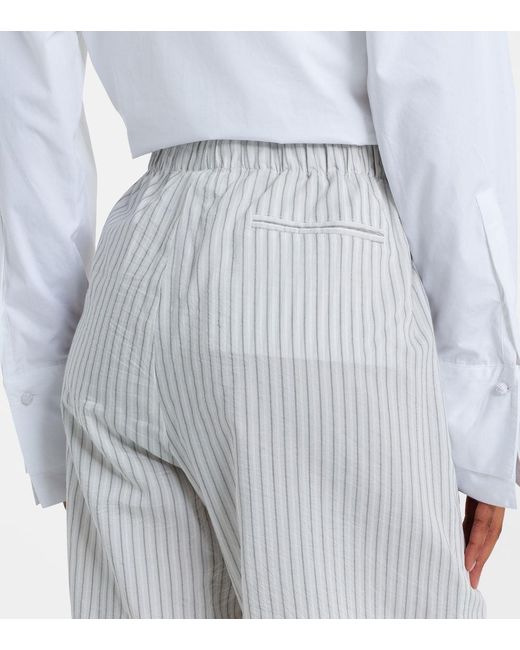 Rohe Gray Striped Silk And Cotton Wide-Leg Pants