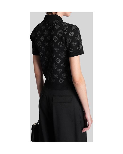 Casablanca Black Monogram Jacquard Polo
