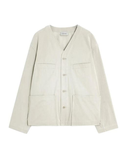 Lemaire Natural Collarless Overshirt for men