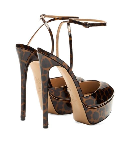 Casadei Brown Flora Platform Panthera Sandal