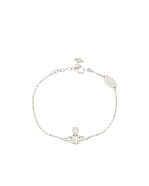 Vivienne Westwood White Embellished Chain-Link Bracelet