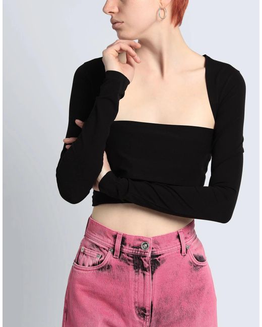 Dolce & Gabbana Black Solid Fitted Cropped Top