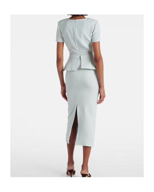 Roland Mouret White Wool And Slik Midi Dress