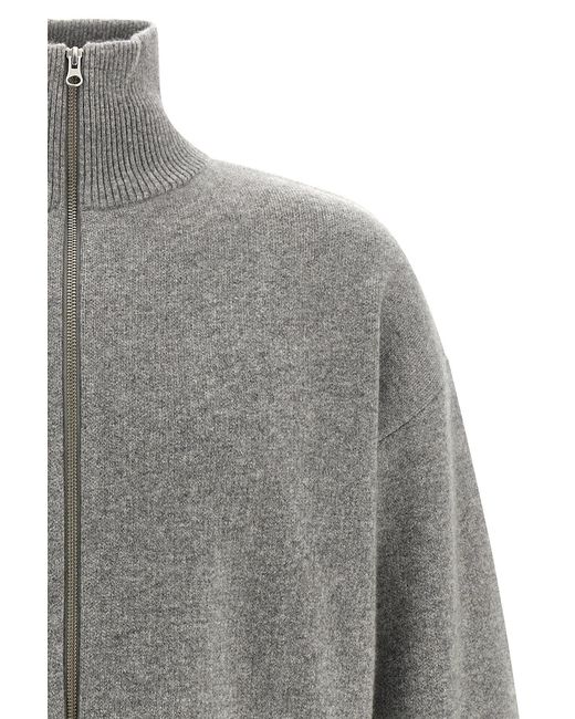 Extreme Cashmere Gray Long-Sleeved Zip-Up Cardigan for men
