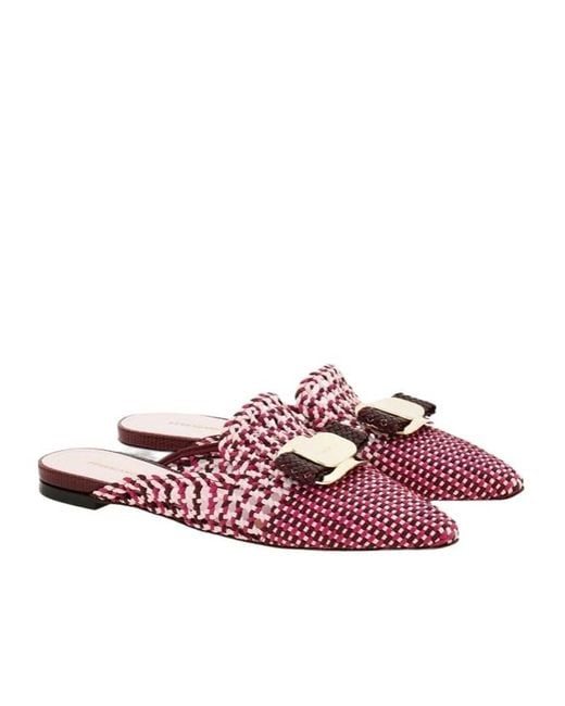 Ferragamo Pink New Vara Plate Mule