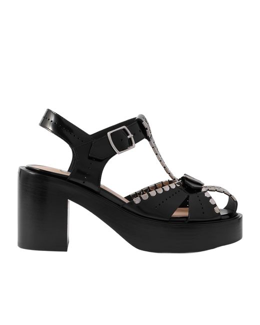 Bally Black Pasely Perforated Studded Leather Platform Sandals