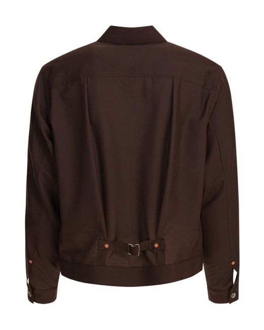 Sacai Brown Buttoned Straight Hem Jacket for men