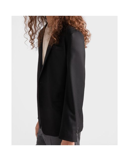 Prada Black Single-Breasted Wool Blend Jacket for men