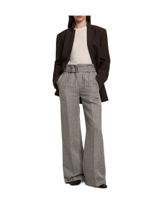 Brunello Cucinelli Gray Linen Blend Straight Pants
