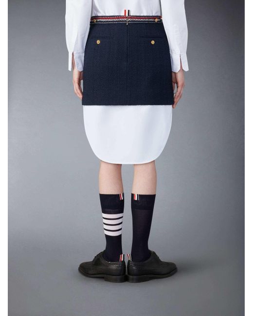 Thom Browne Blue 4 Bar-Tab Striaght Hem Tweed Skirt