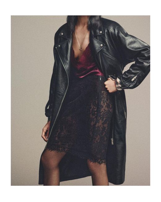 Saint Laurent Black Leather Coat
