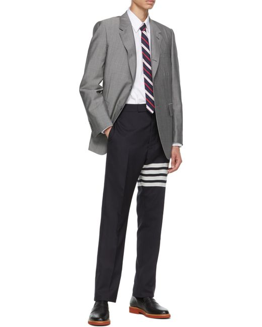 Thom Browne Black Bar Striped Detail Trousers for men