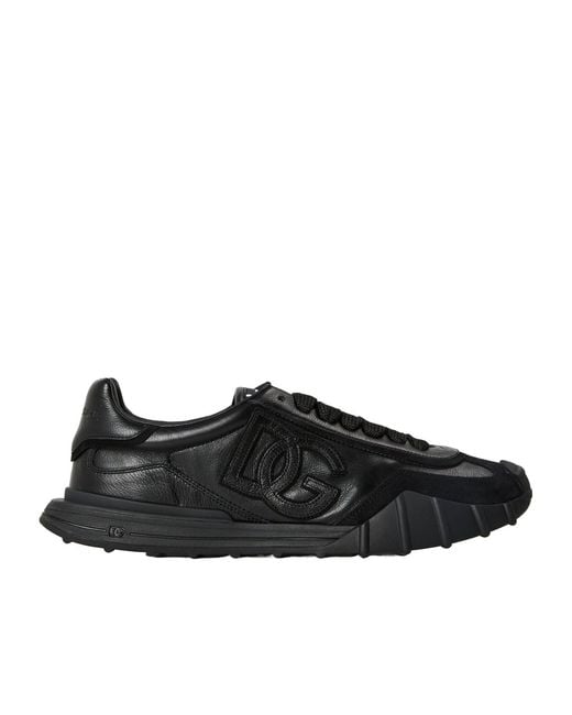 Dolce & Gabbana Allblack Paneled Lowtop Shoes for men
