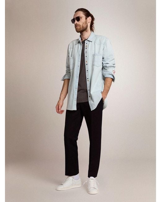 Golden Goose Deluxe Brand Gray Long-Sleeved Buttoned Shirt for men