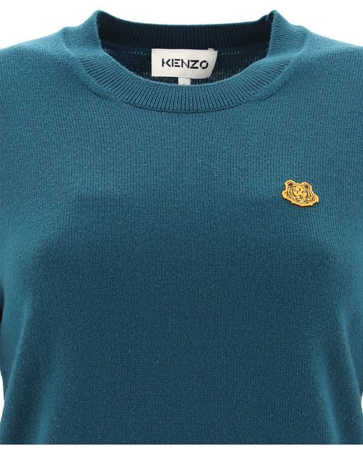 KENZO Blue Tiger Patch Wool Jumper