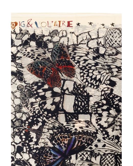 Zadig & Voltaire White Pattern Scarf