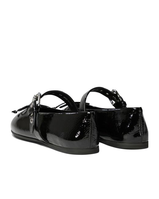 Miu Miu Black Polished Buckle Fastened Ballerinas