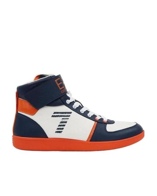 EA7 Blue High-Top Lace-Up Casual Sneakers for men