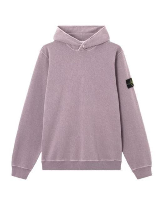 Stone Island Purple Logo-Patch Hoodie for men