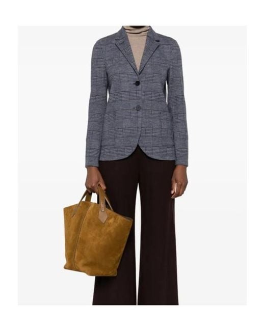 Harris Wharf London Blue Button Check Blazer