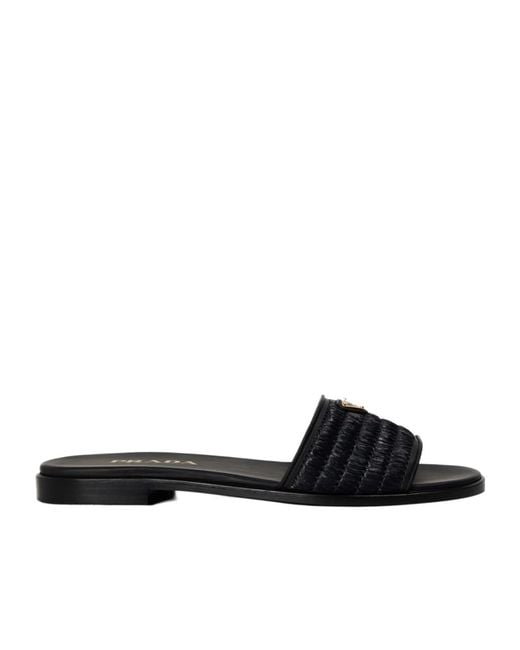Prada Black Logo Slippers