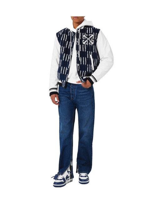 Off-White c/o Virgil Abloh Blue Zip Skate Mid Rise Straight Leg Jeans for men