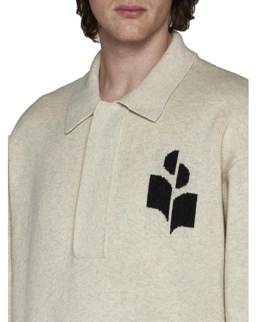 Isabel Marant White Polo-Collared Knitted Jumper for men