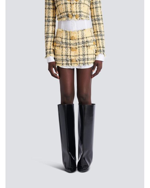Balmain Metallic Glitter Tweed Mini Skirt