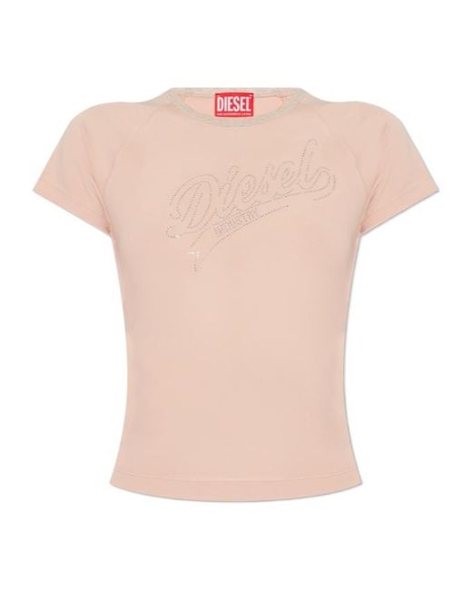 DIESEL Pink T-Vincie Rhinestone-Embellished T-Shirt