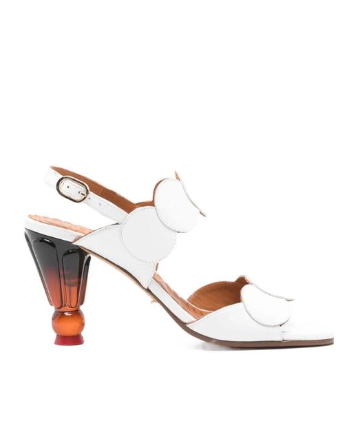 Chie Mihara White Round-Toe High-Heeled Sandals