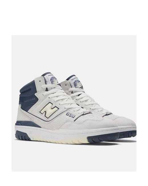 New Balance White 650 High-Top Lace-Up Sneakers for men