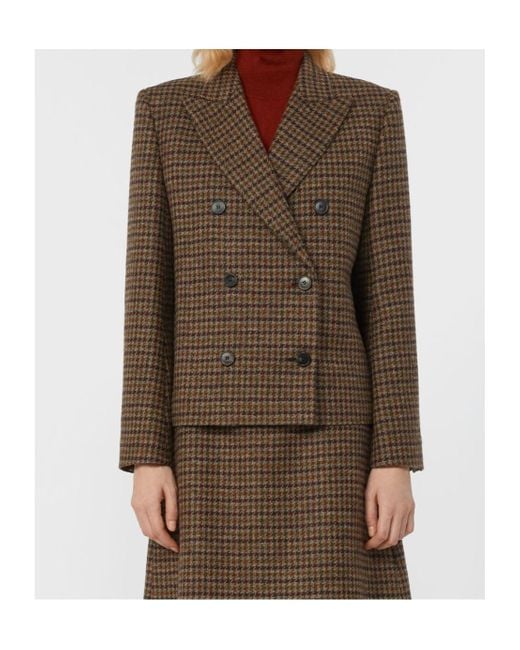 Weekend by Maxmara Brown Gerusia Houndstooth Double-Breasted Jacket
