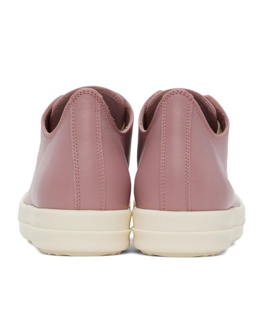 Rick Owens Pink Lido Round-Toe Lace-Up Sneakers for men