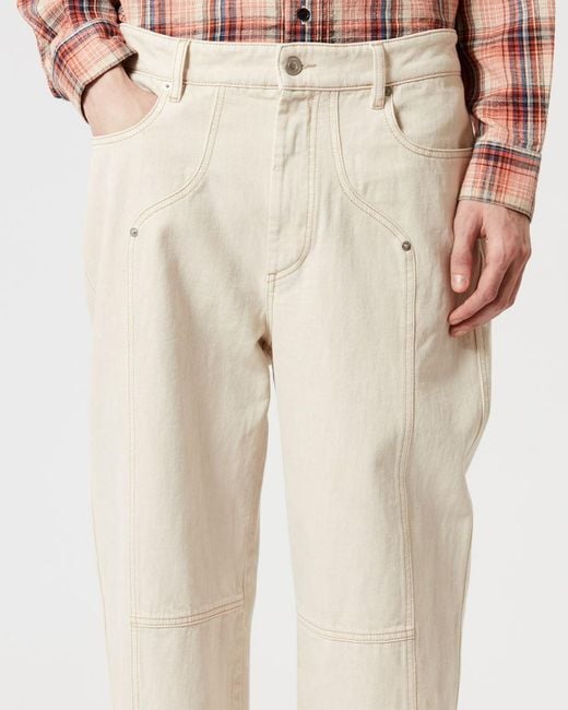Isabel Marant White Logo Patch Straight-Leg Pants for men
